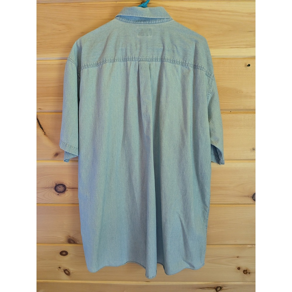 Vintage L.L. Bean Button Denim Shirt Mens XLT Trim Fit Tall Classic Workwear - Picture 3 of 7